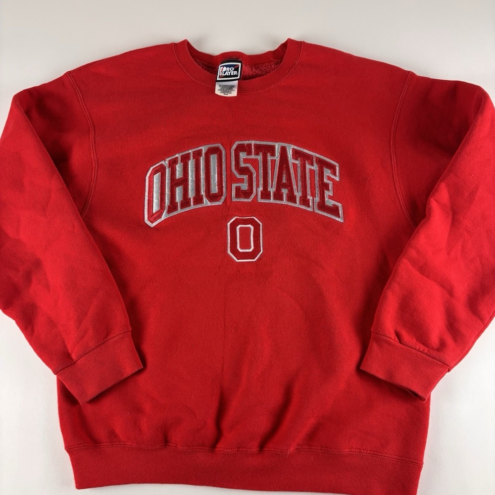 Vintage Ohio State‎ Buckeyes Sweatshirt Men Medium Red Crew Neck Sweater Y2K